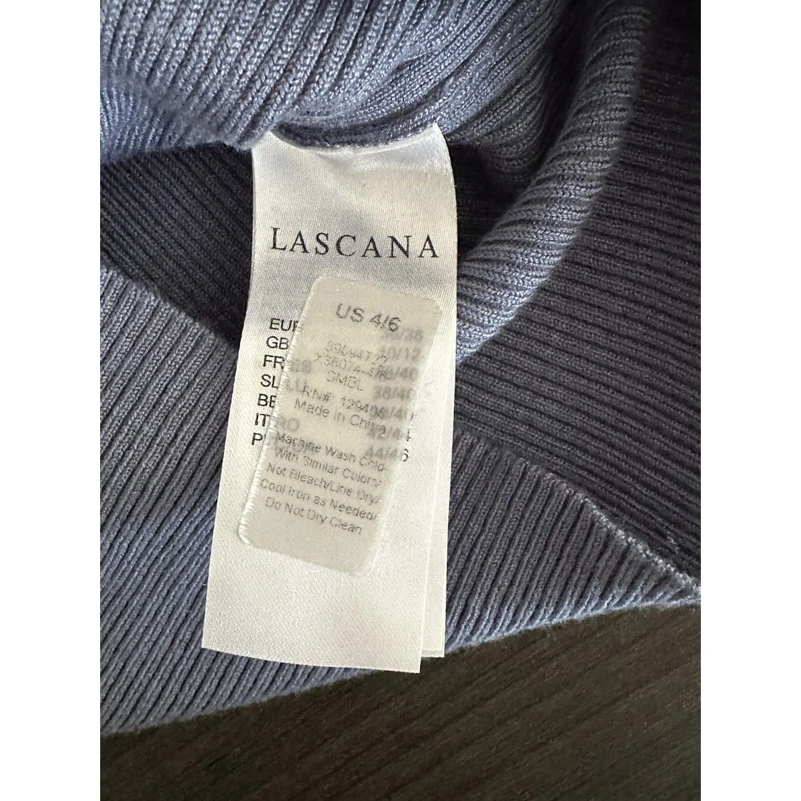 Sweater Large Blue Ribbed Fitted Y2K 90s Faux Wrap‎ Knit Surplice Flattering - Image 6