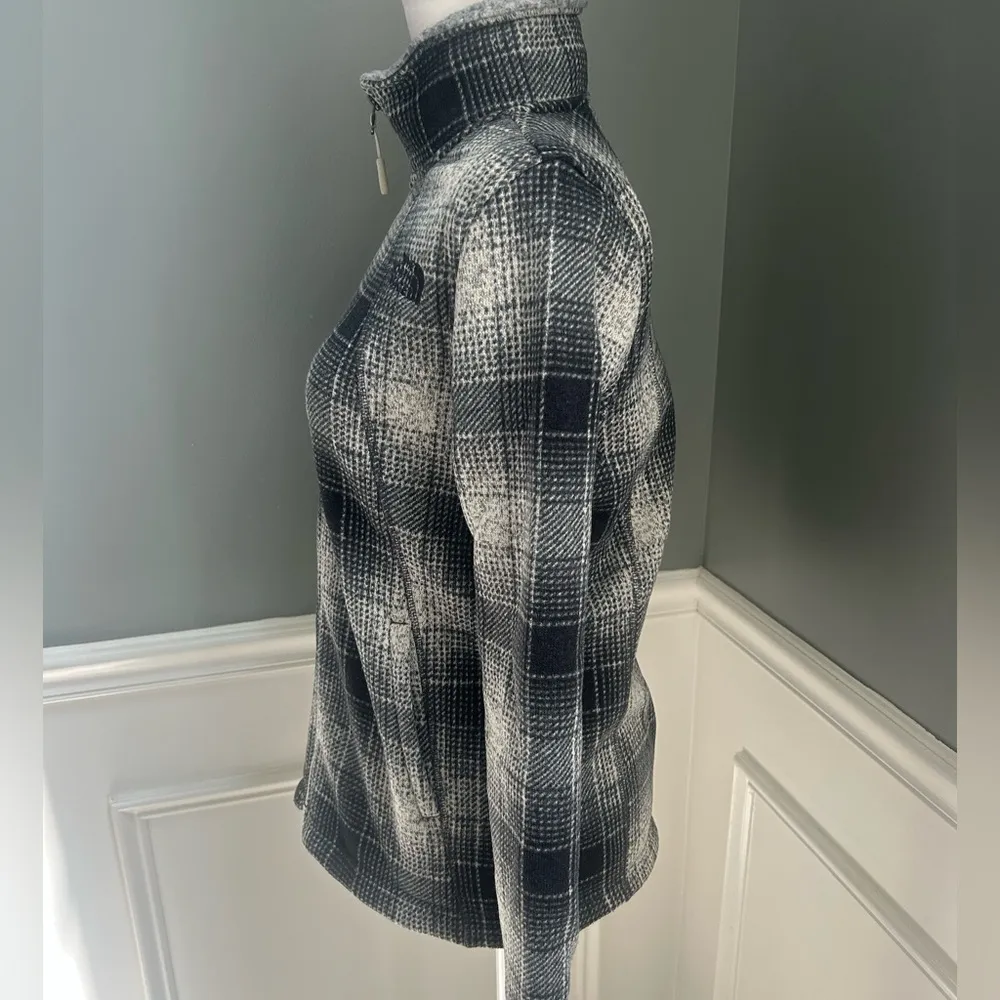 North Face Jacket Women’s Plaid Full Zip Up Sweater Fleece Large - Image 4