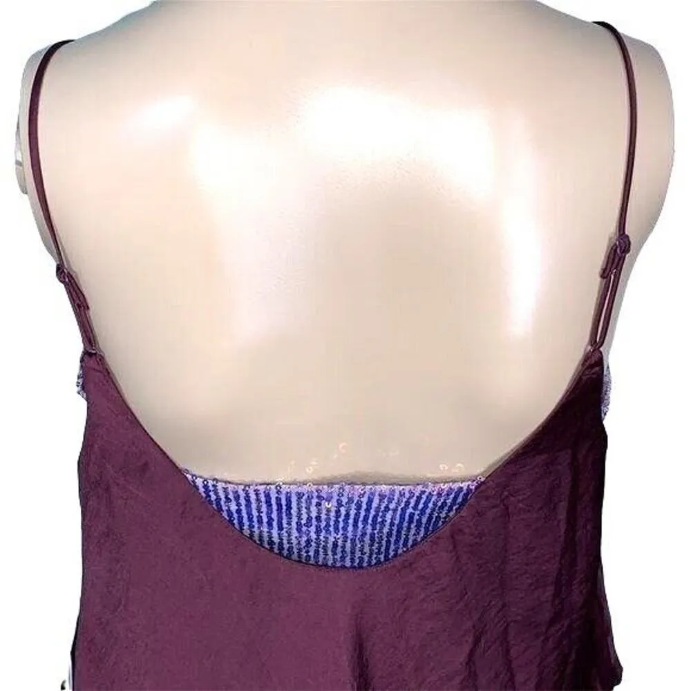 Free People Womens Camisole Tank Top Turn It On Sequin Vetiver Bloom Small - Image 8