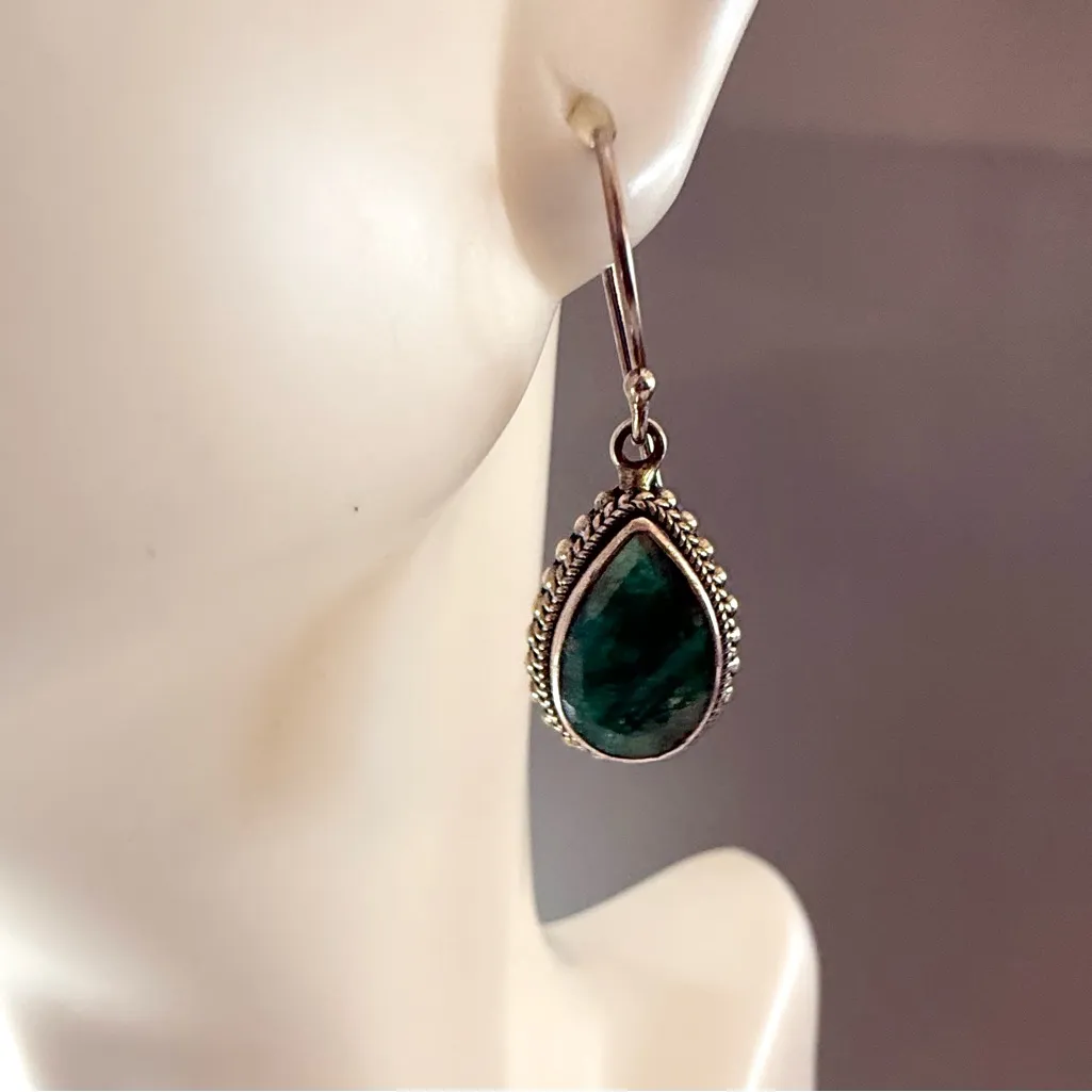 Designer BJC Samuel Benham Beryl Gemstone Necklace Earring Set Green - Image 4