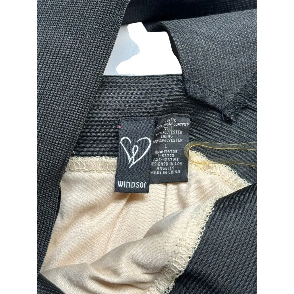 Black & Gold Windsor Backless Party Dress With Glitter Tulle Overlay Size L - Image 9