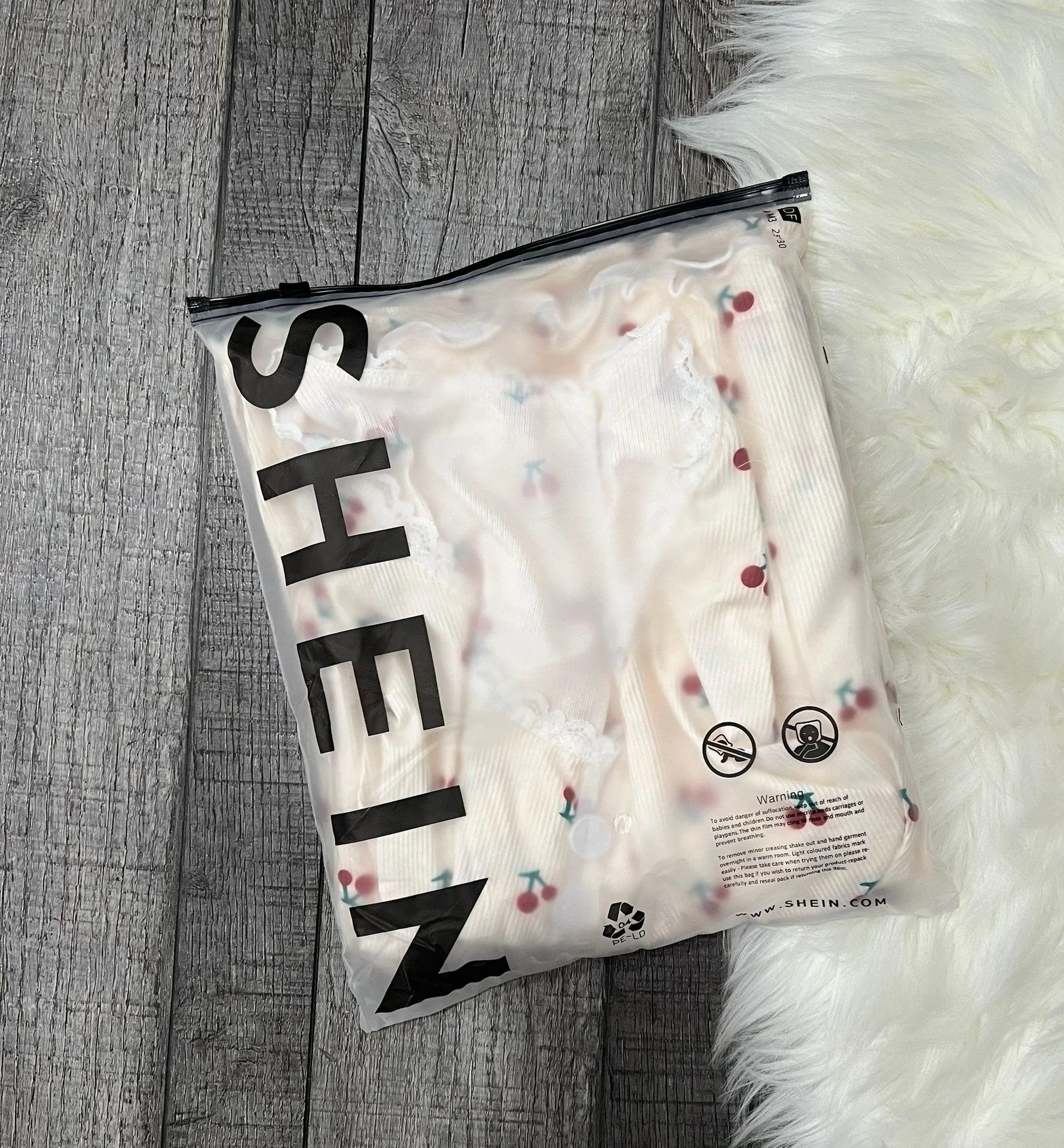 Cottage Cherry Print Half-Buttoned Long Sleeve Top And Pants Pajama Set - Image 2