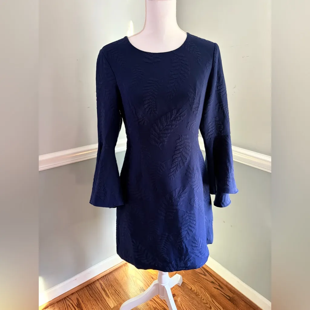 Lilly Pulitzer Kayla Stretch Dress – True Navy Fern Pucker Jacquard - Size 6 - Image 2
