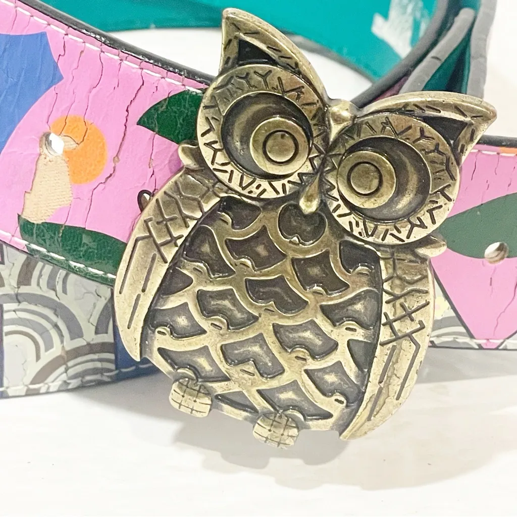 Rock‎ Rebel Size Medium Multi Colored Painted Owl Printed Belt - Image 4