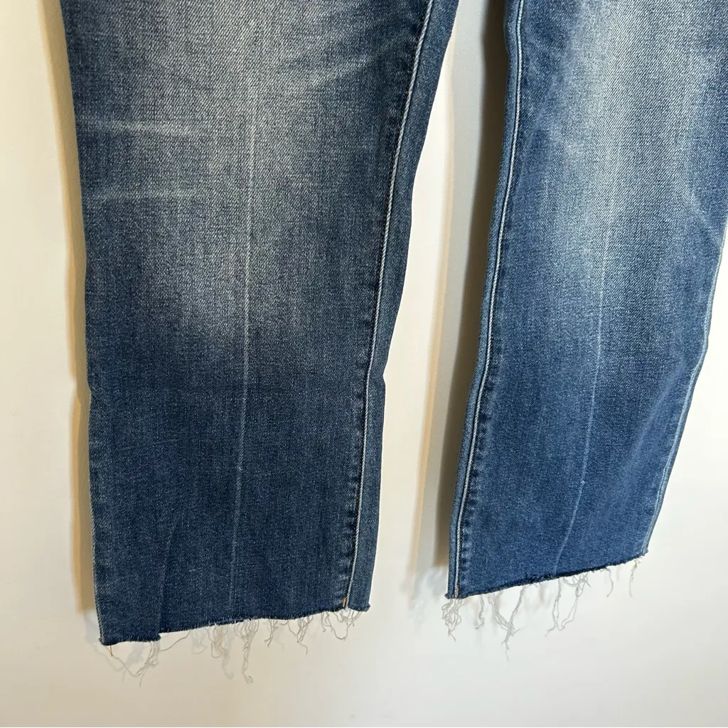 NWT Hatch The Crop Under Belly Kick Flare Cropped Jeans Size 32 Blue - Image 5