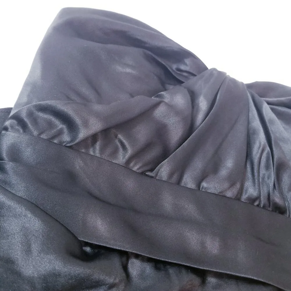 AMSALE Satin Peplum Strapless Long Gown Evening Dress Sweetheart Neckline Black Size 8 - Image 9