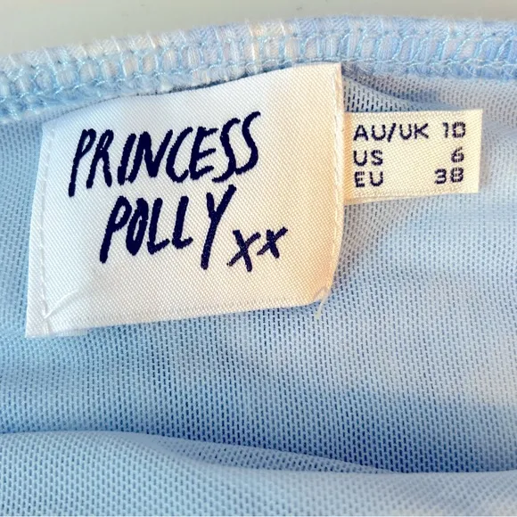 Princess Polly Strapless Blue‎ & White Tie Dye Top Size 6 - Image 7