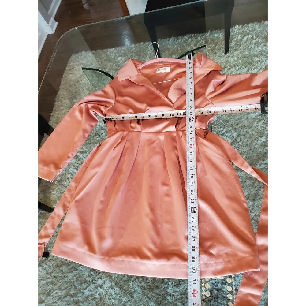 HOUSE OF CB LONDON Women Pink Polyester Wrap V Neck Knee Length Dress Small - Image 8