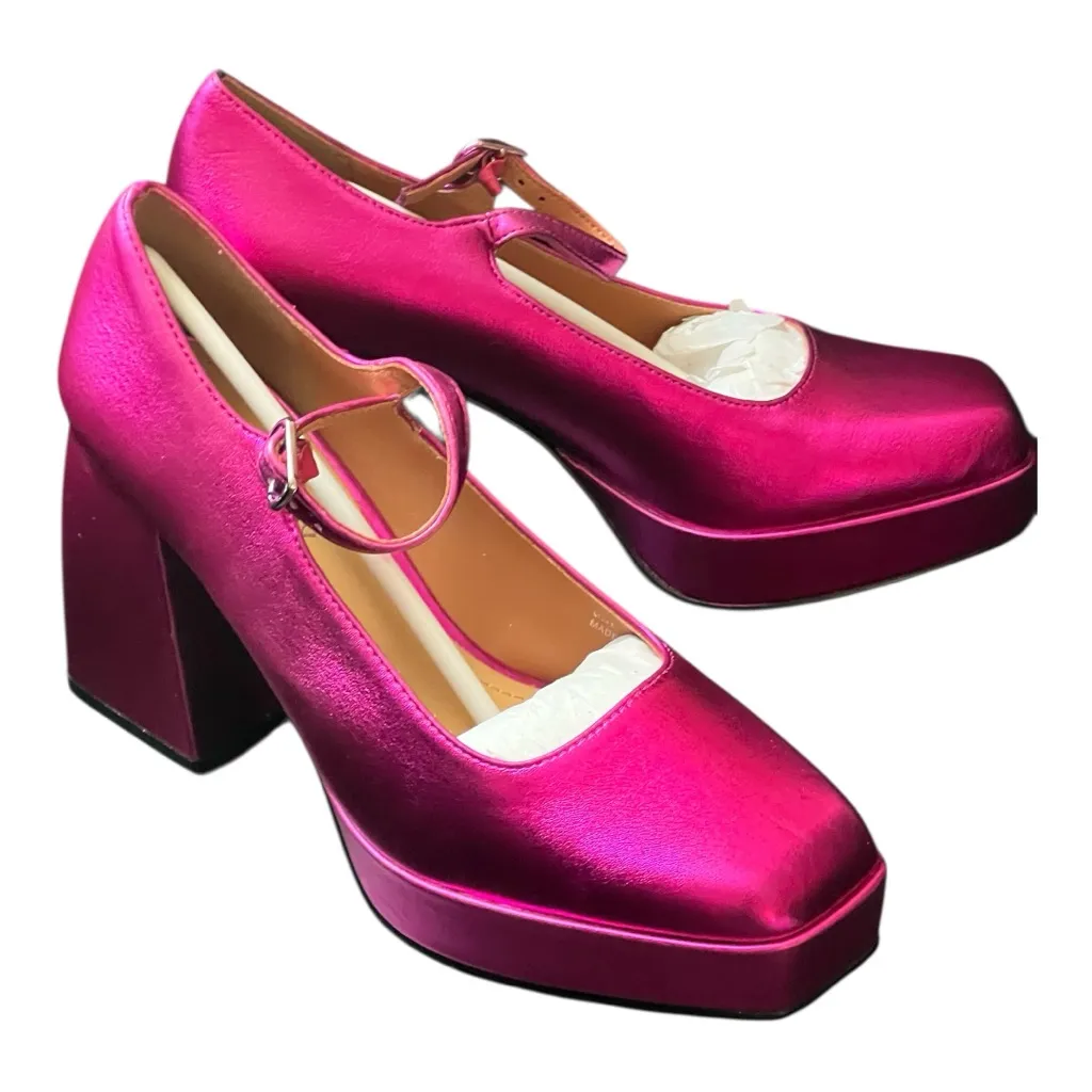 Lisa Vicky Notice Mary Jane Platform‎ Pump Metallic Pink Finish Women's Size 6 M - Image 9