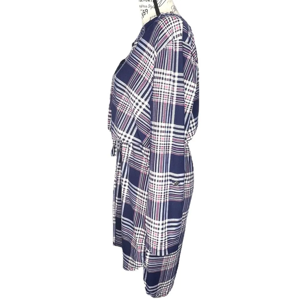 Bobbie Brooks Plus SIZE 1X Roll Tab Long Sleeve Elastic Waist Tie Blouson Dress - Image 5