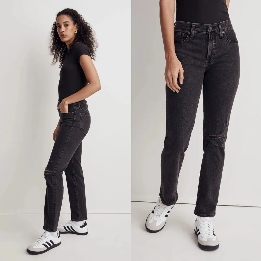 Madewell The Petite Ripped Mid-Rise Perfect Vintage Straight Jean in Black - Image 10