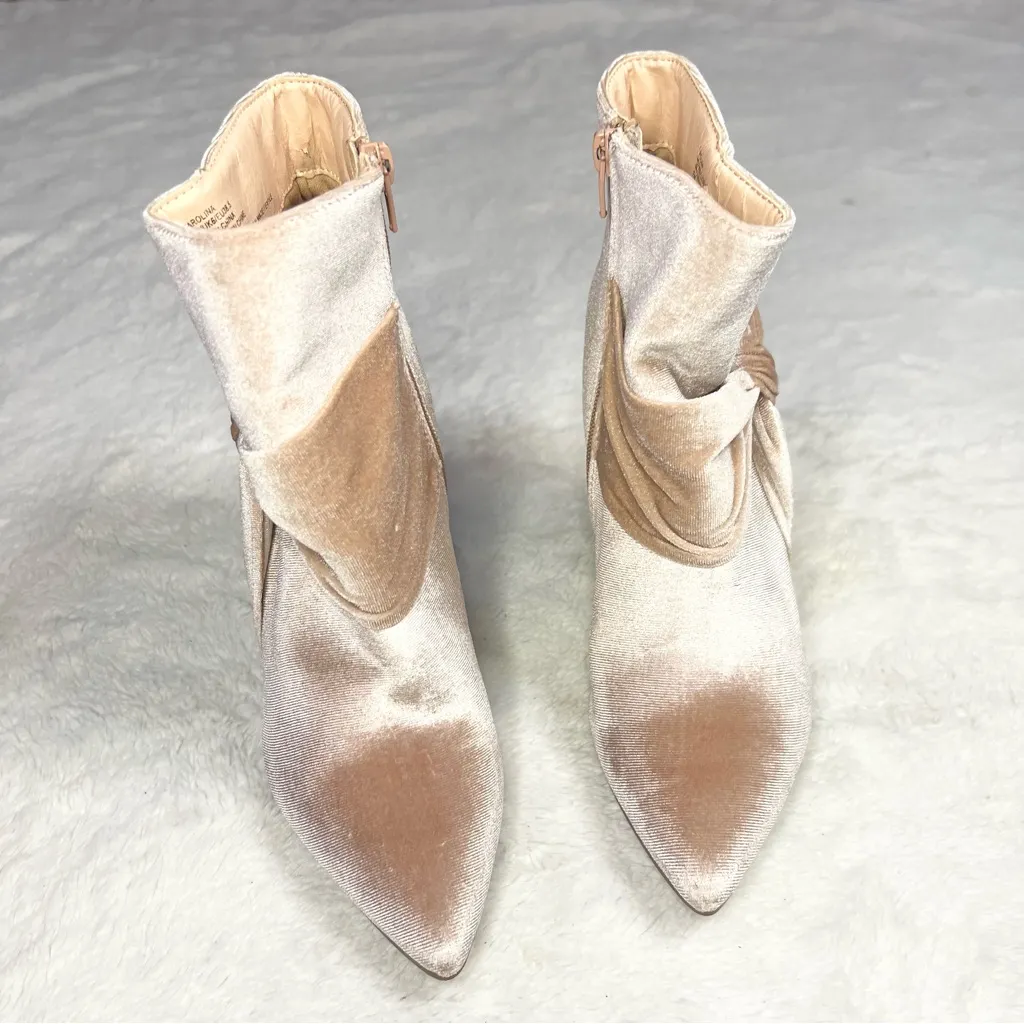 JustFab Karolina Blush Pink Velvet Bow High Heel Ankle Booties Size 8 Stiletto - Image 9