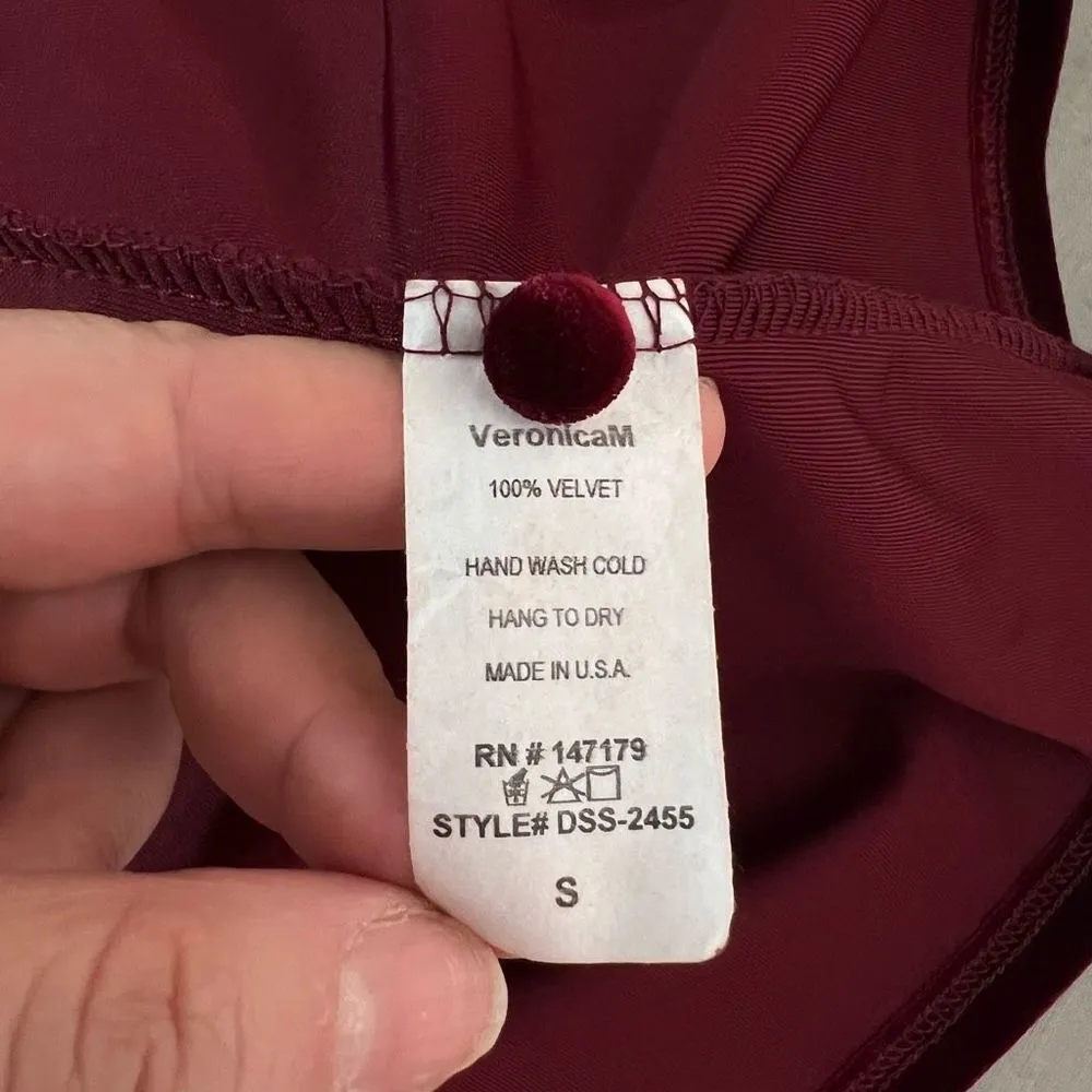 Veronica M Halter Neck Velvet Burgundy Cocktail Mini Dress Size S NWT - Image 9