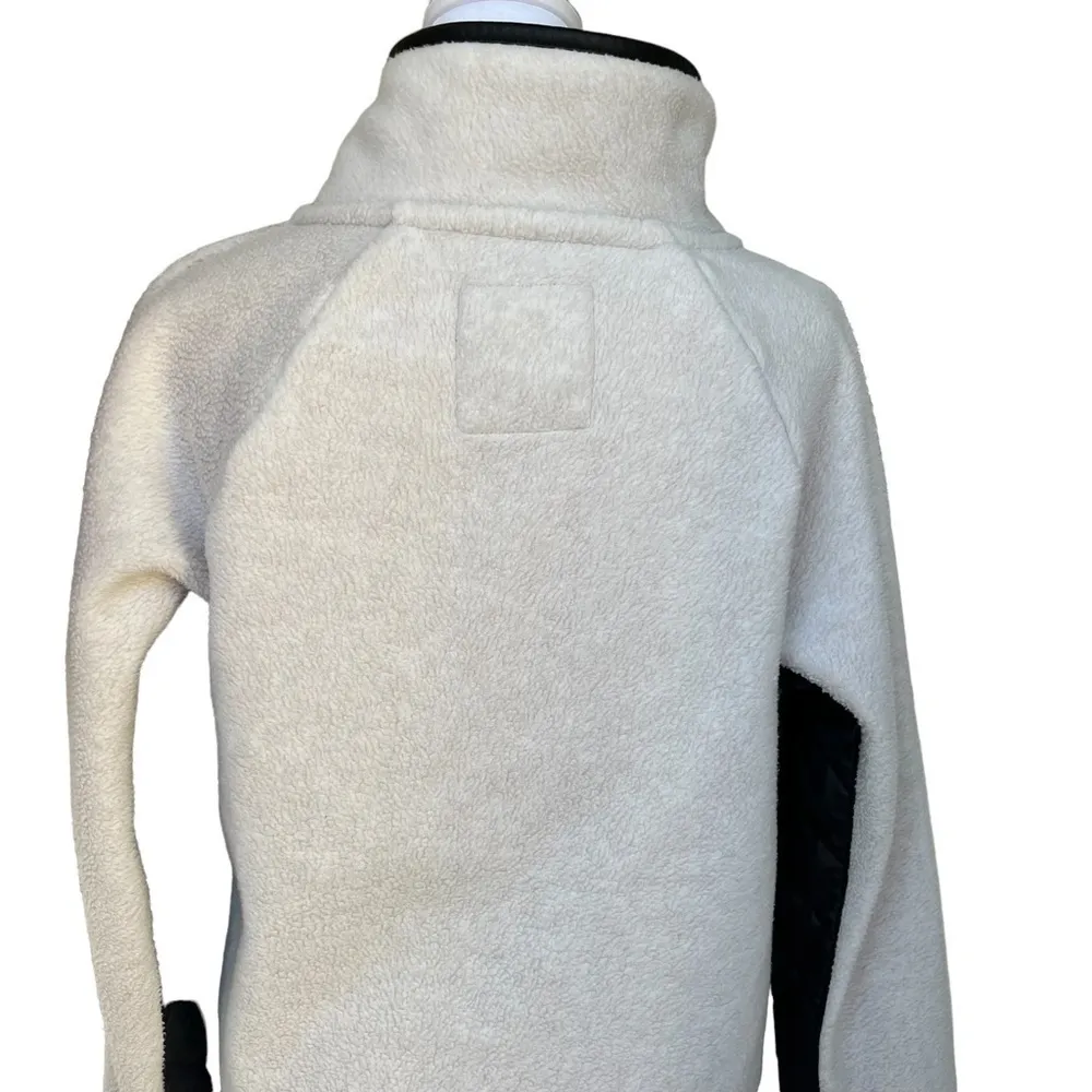 Abercrombie & Fitch - Asymmetrical Snap-Up Fleece White & Black Leather Sz Sm - Image 5