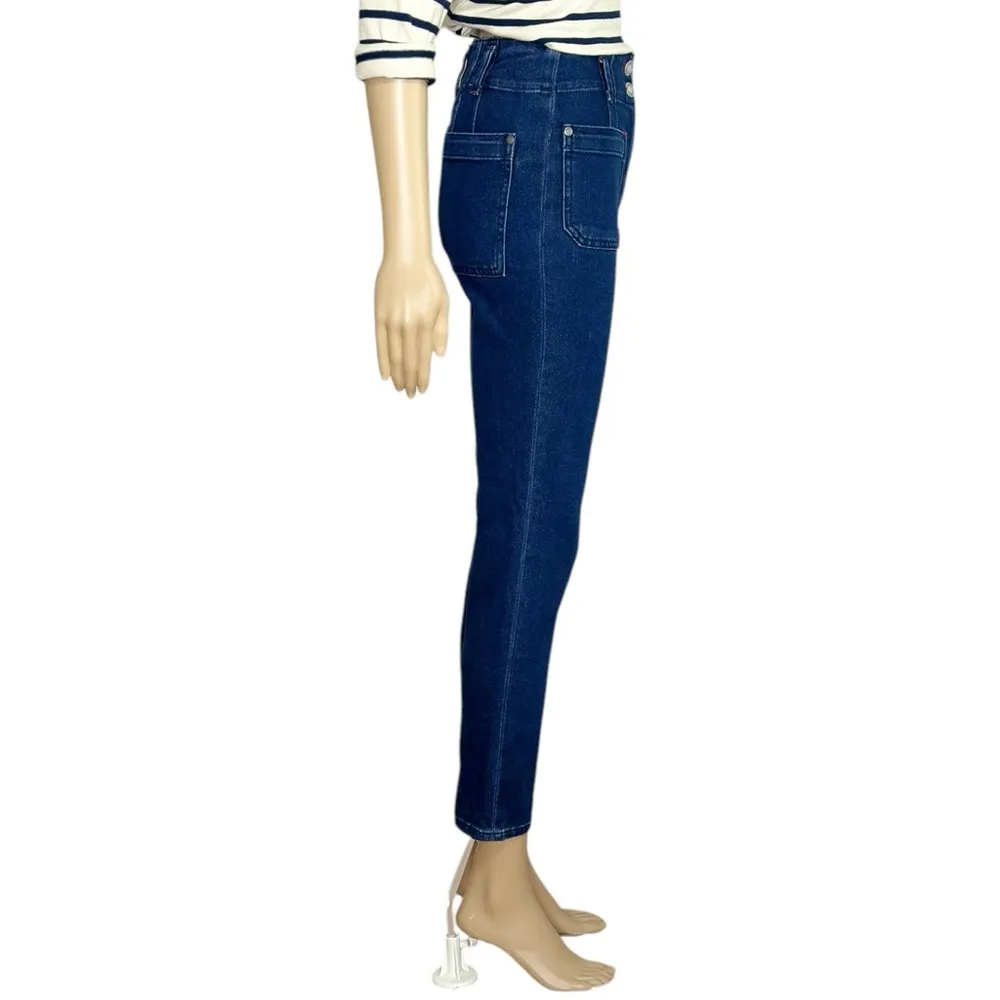 MAEVE x ANTHROPOLOGIE Junie High Rise Slim Leg Jeans, Denim Blue, 25” - Image 10