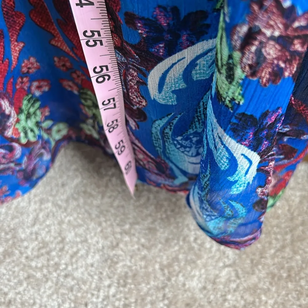 Full Length Long Sleeve  Sheer Blue Paisley Robe/Coverup  Size L - Image 8