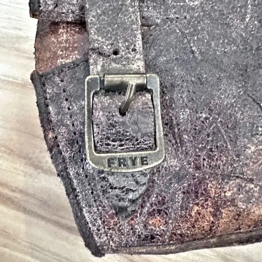 Frye  | Veronica Slouch Boot Chocol Crackle Leather Knee High Moto | Size 6.5 - Image 8