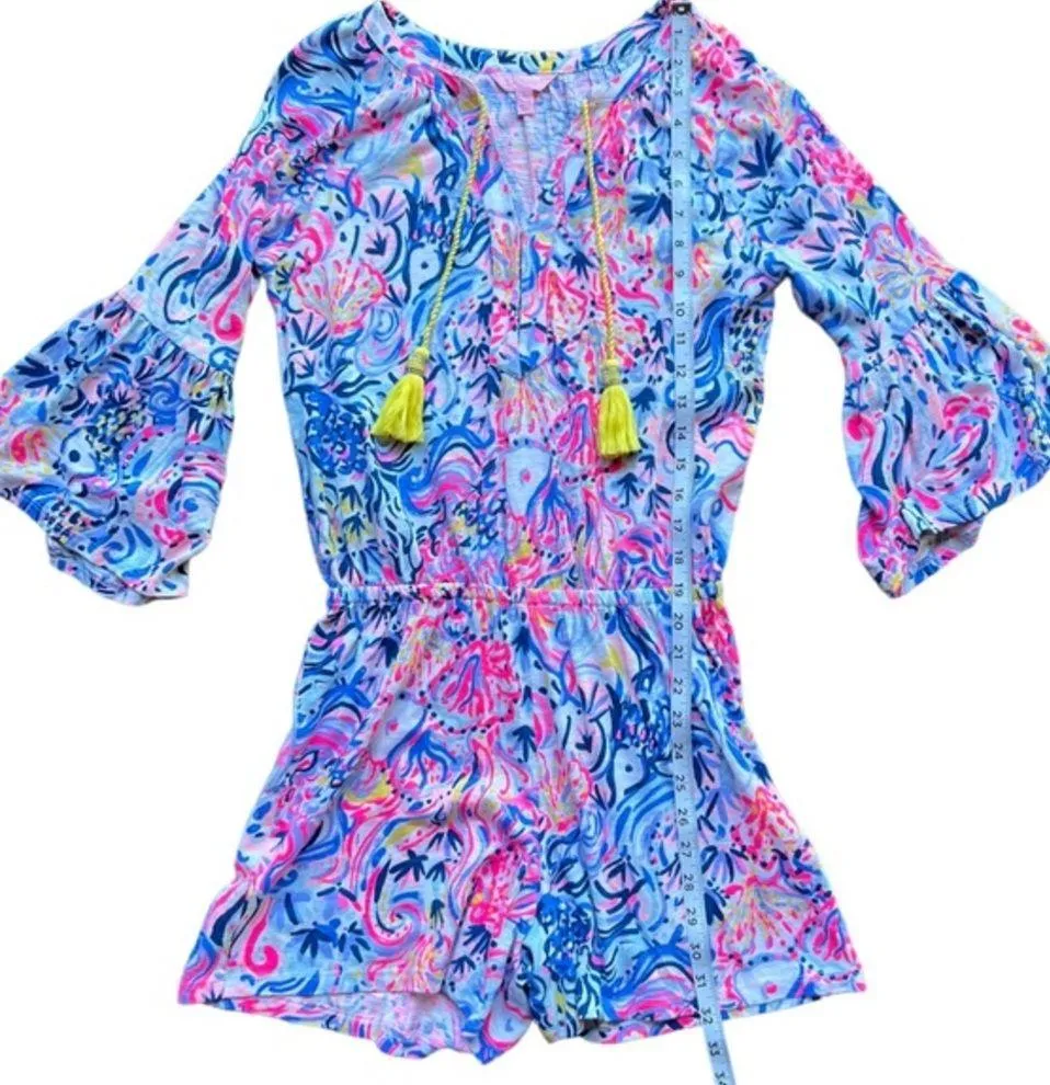 Lilly Pulitzer Del Lago Romper Tassels Flounce Sleeves Size XS - Image 4
