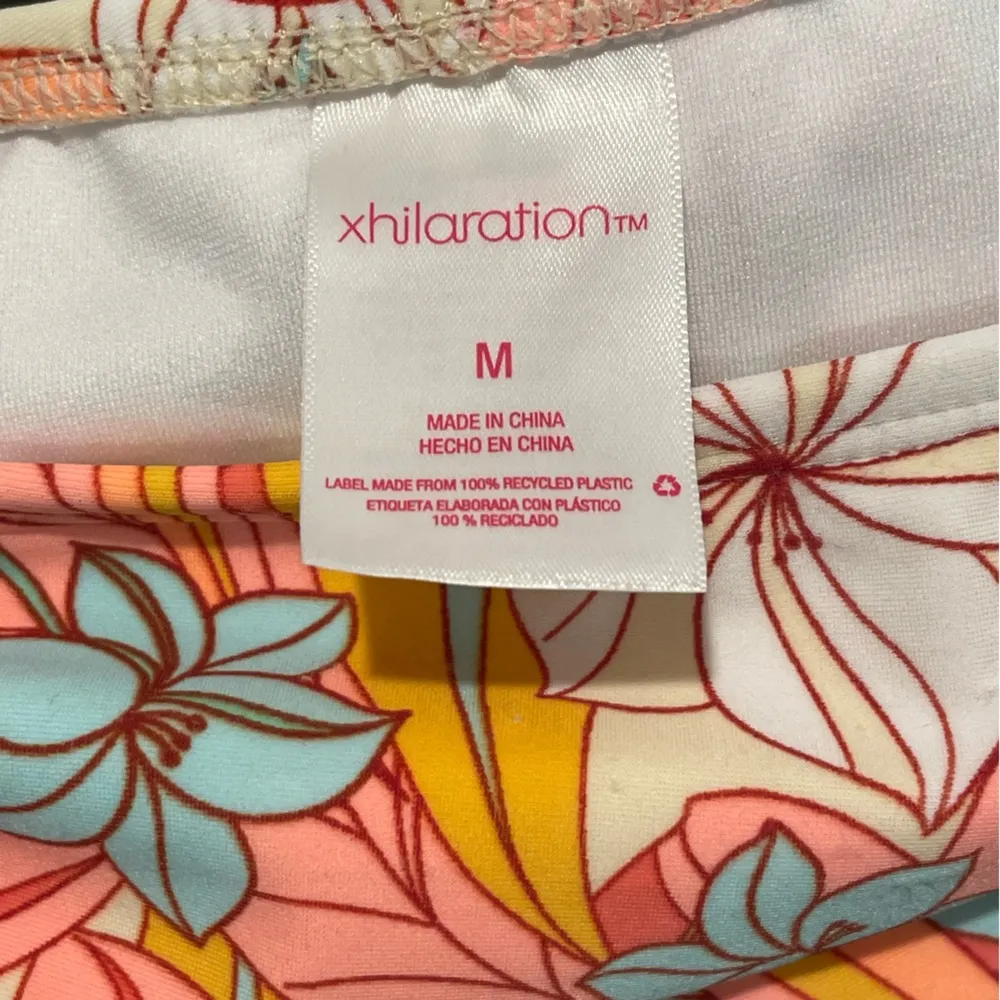 Xhilaration Neon Floral High Waist Cheeky Rusched Back Bikini Bottom Size M - Image 3