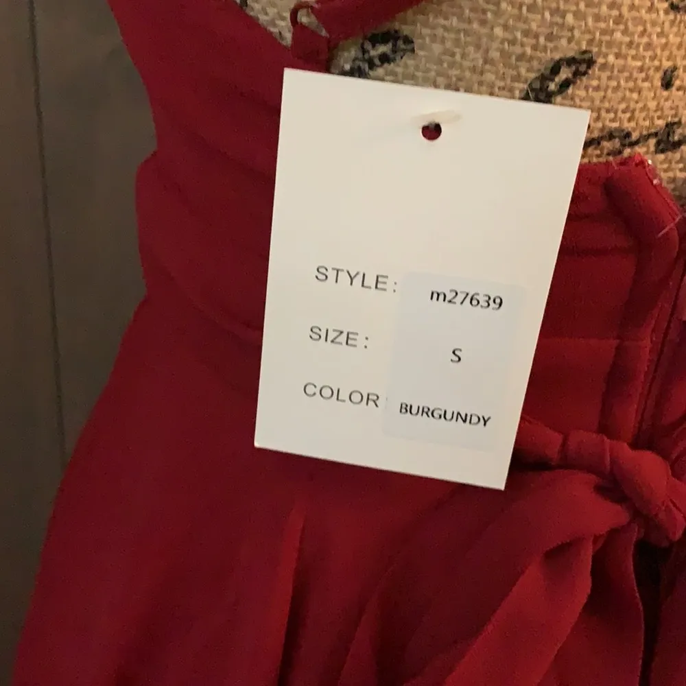 NWT Maniju Burgundy Halter V-neck fitnflare dress - Image 5