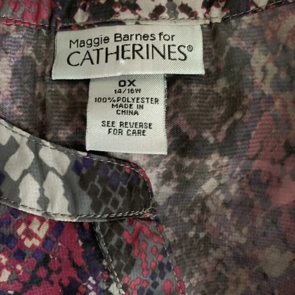 Maggie Barnes for Catherines Womens Plus Size 0X 14/16W Multicolor Print Blouse - Image 4