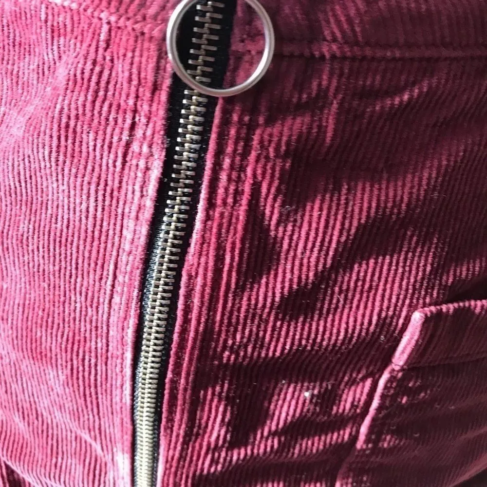 Topshop Moto Burgundy Corduroy Mini Skirt Size 4 - Image 15
