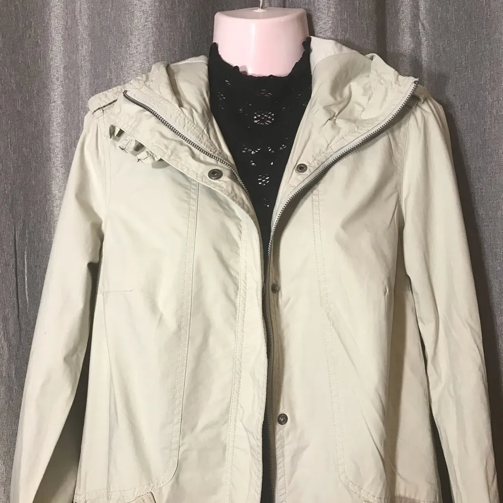 Jacket Light Beige Hooded Zipper Coat Net City Size 4 - Image 2