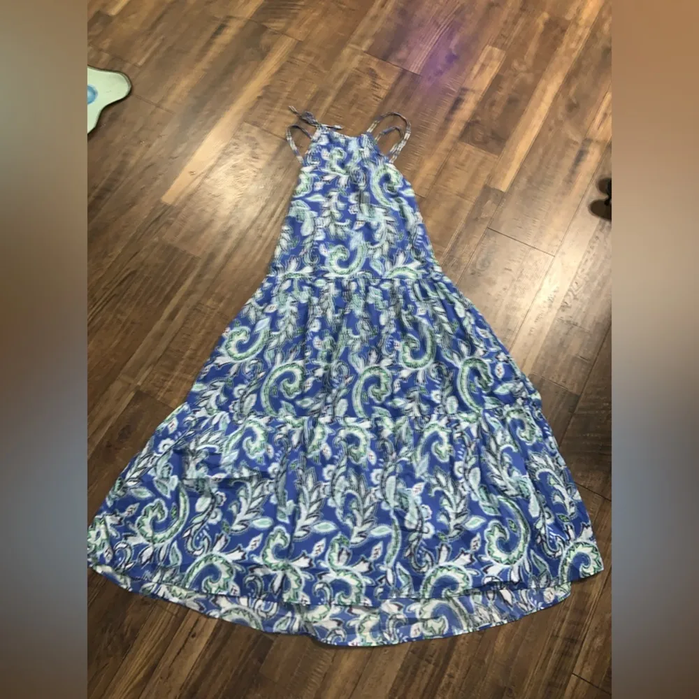 Zara printed maxi dress blue white boho formal summer  halter floral blogger fav - Image 8