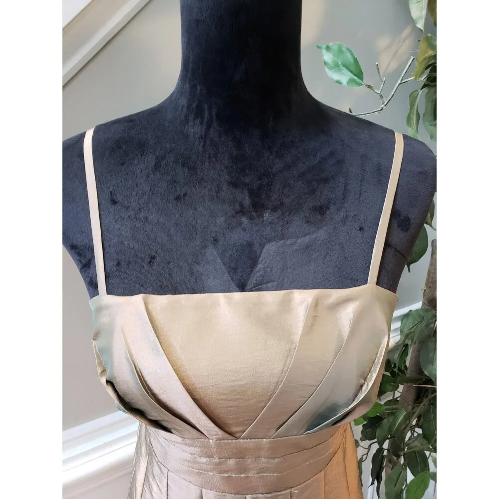 SOLUTION Cocktail Dress Women M Gold Metallic Strapless Party Evening Formal Size M - Image 3