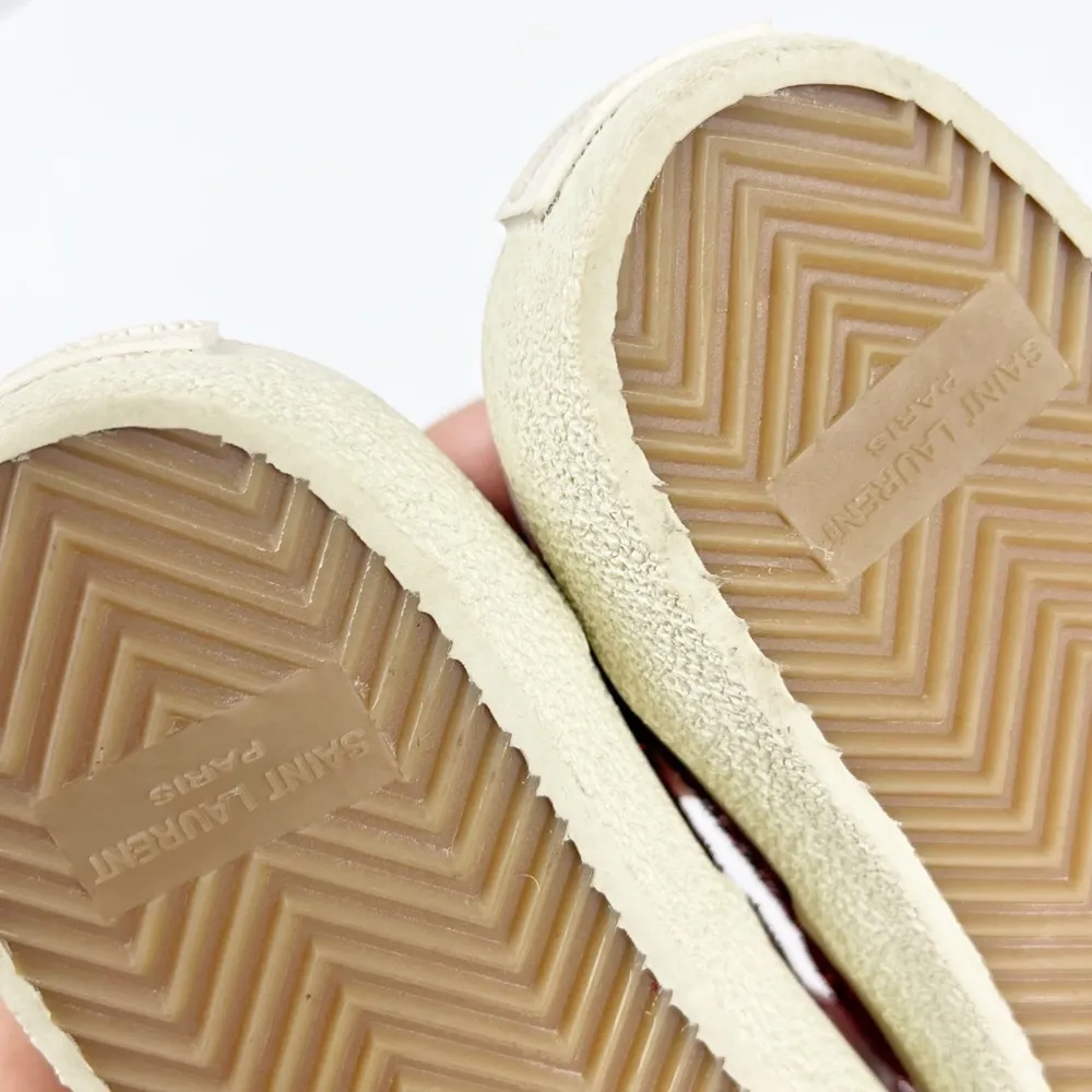 Saint Laurent Skate Red Glitter Sneakers Lace Up Low Top Size 37 - Image 10