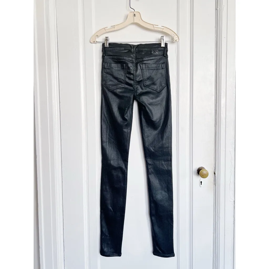 GOLDSIGN • Lure skinny jeans low rise black coated faux leather moto Size 25 - Image 13