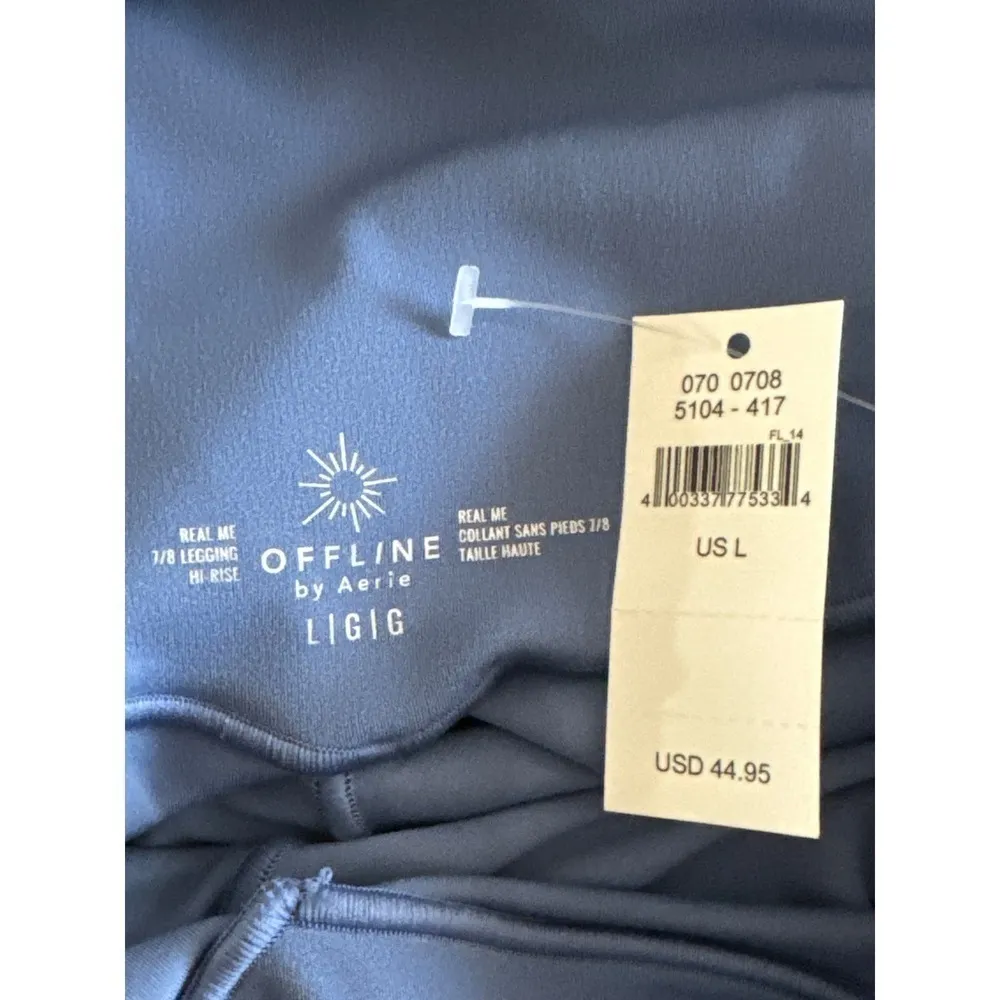 Offline By Aerie Real Me 7/8 Crossover waist‎ Legging Blue Large NWT - Image 6