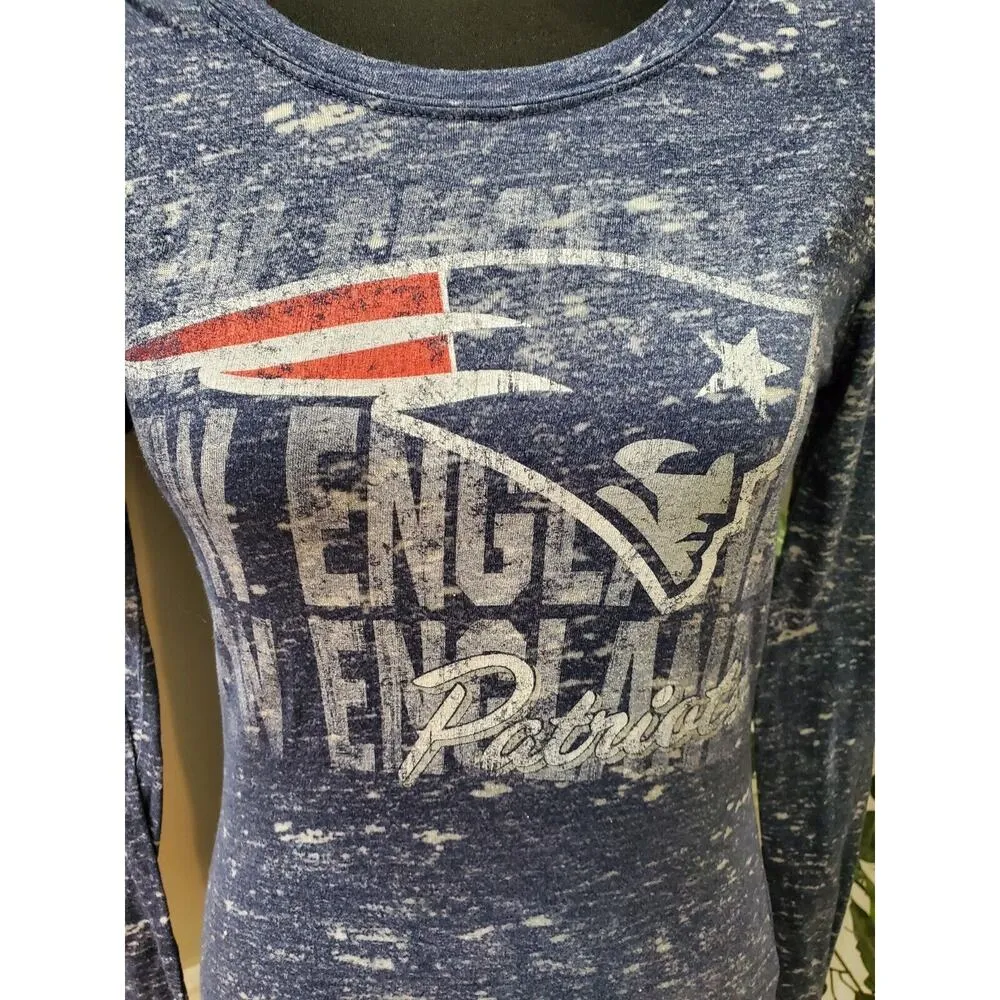 Team Apparel NFL Patriots Blue Cotton Crew Neck Long Sleeve Casual Sweat Shirt M Size M - Image 3