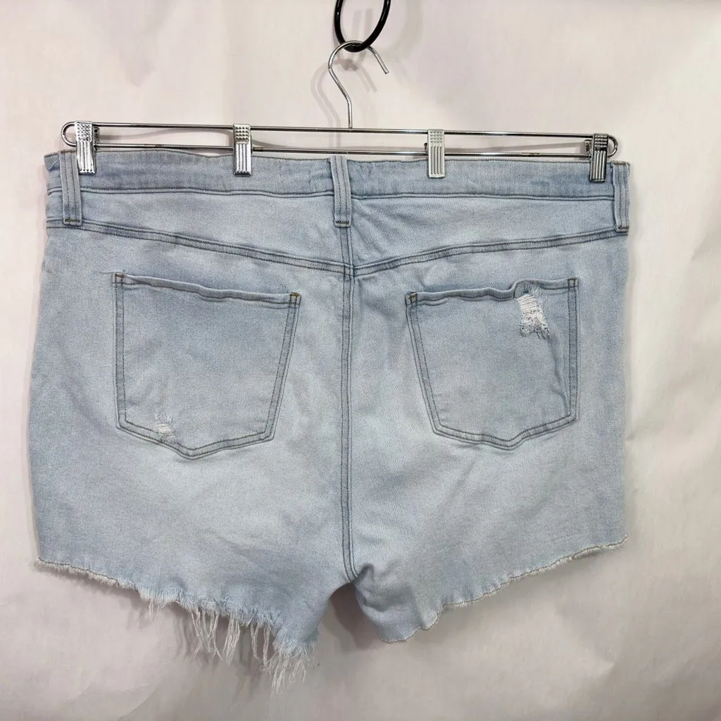 A Beautiful Soul Plus Size 24 Denim Shorts Light Blue Distressed High Rise 1199 - Image 2