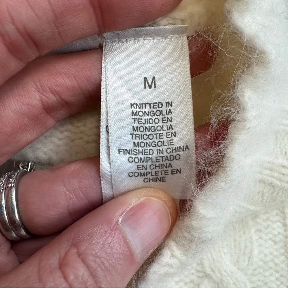 Liz Claiborne Women Mock Neck Sweater M Med Medium Angora Lambs Wool Ivory Cream - Image 6
