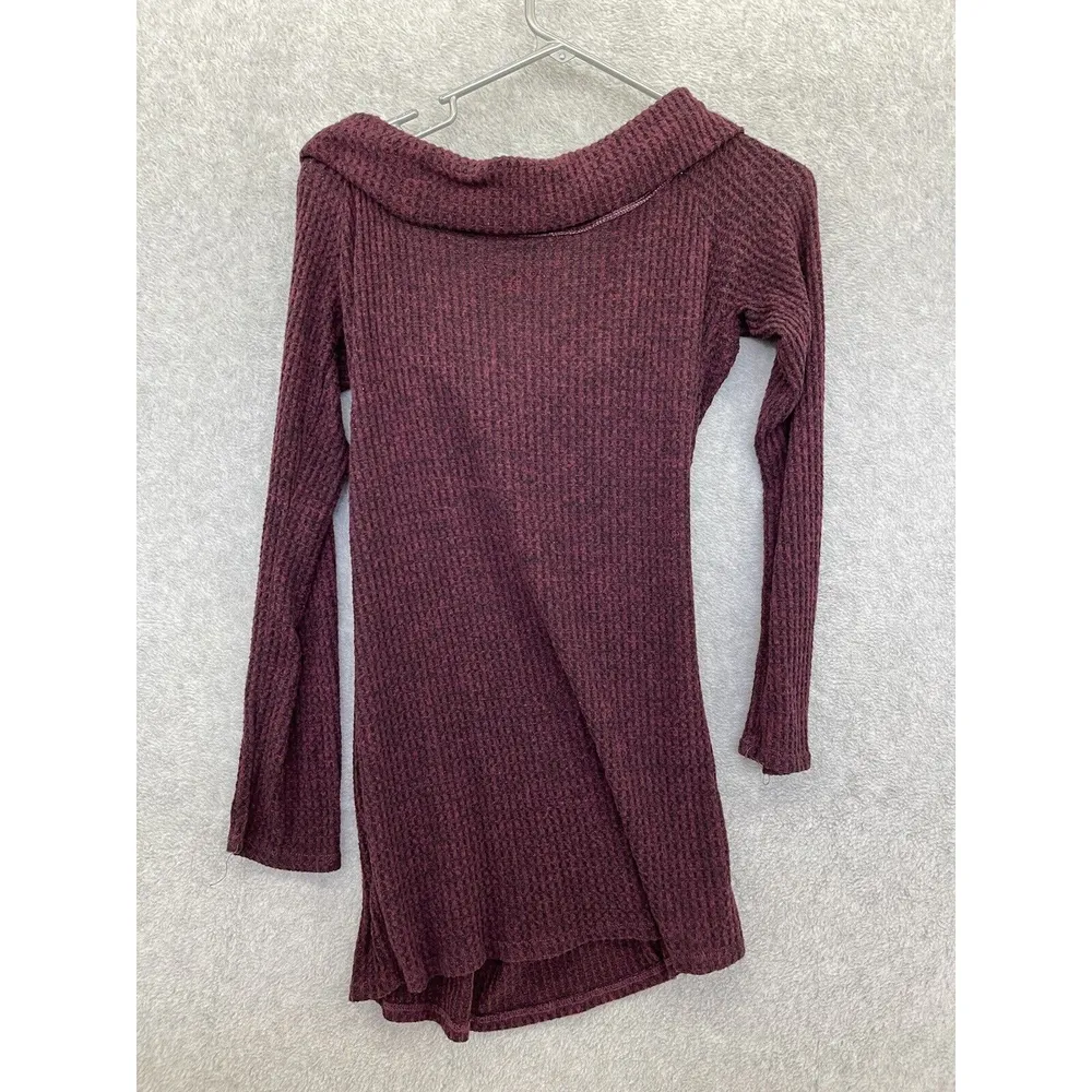 Q USA Made Thin Burgundy Cowl Neck Sweater Long Sleeve Size Small Relaxed Red - Image 2