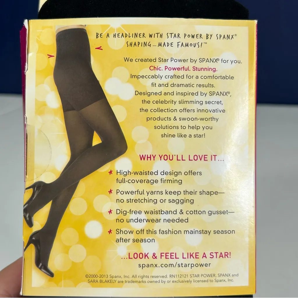 Spanx Star Power Black High Waisted Shaping Tights Size D NWT - Image 5