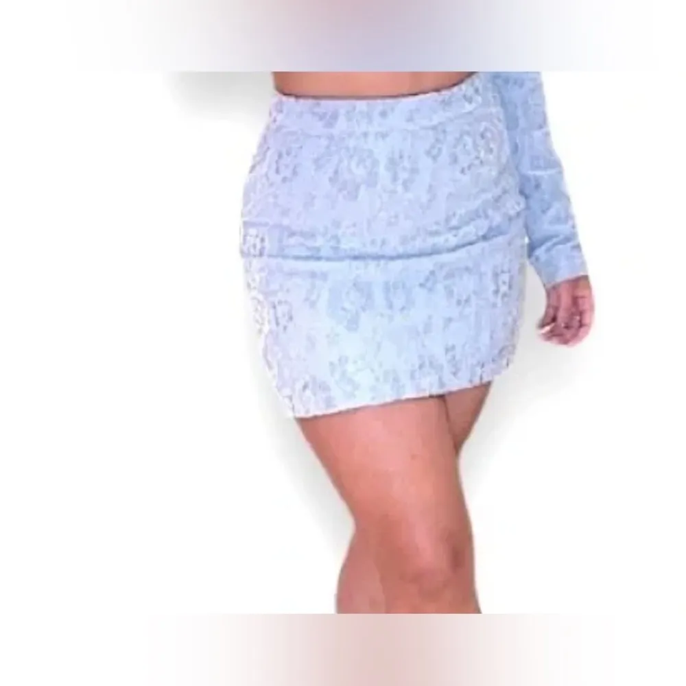 Baby blue lace mini skirt with a flattering y2kfashion #miniskirt Naked wardrobe - Image 2