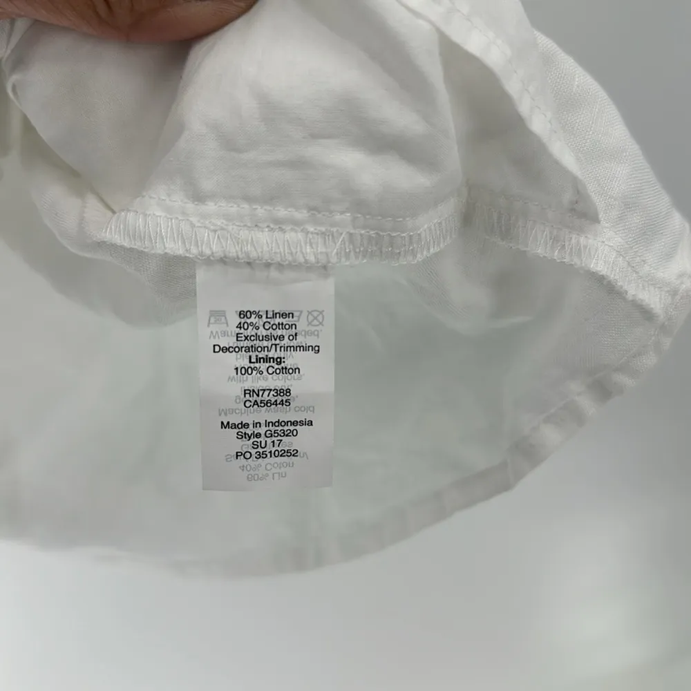 J.Crew peasant top embroidered colorful Mexican vibe linen cotton sleeveless Size 4 - Image 5