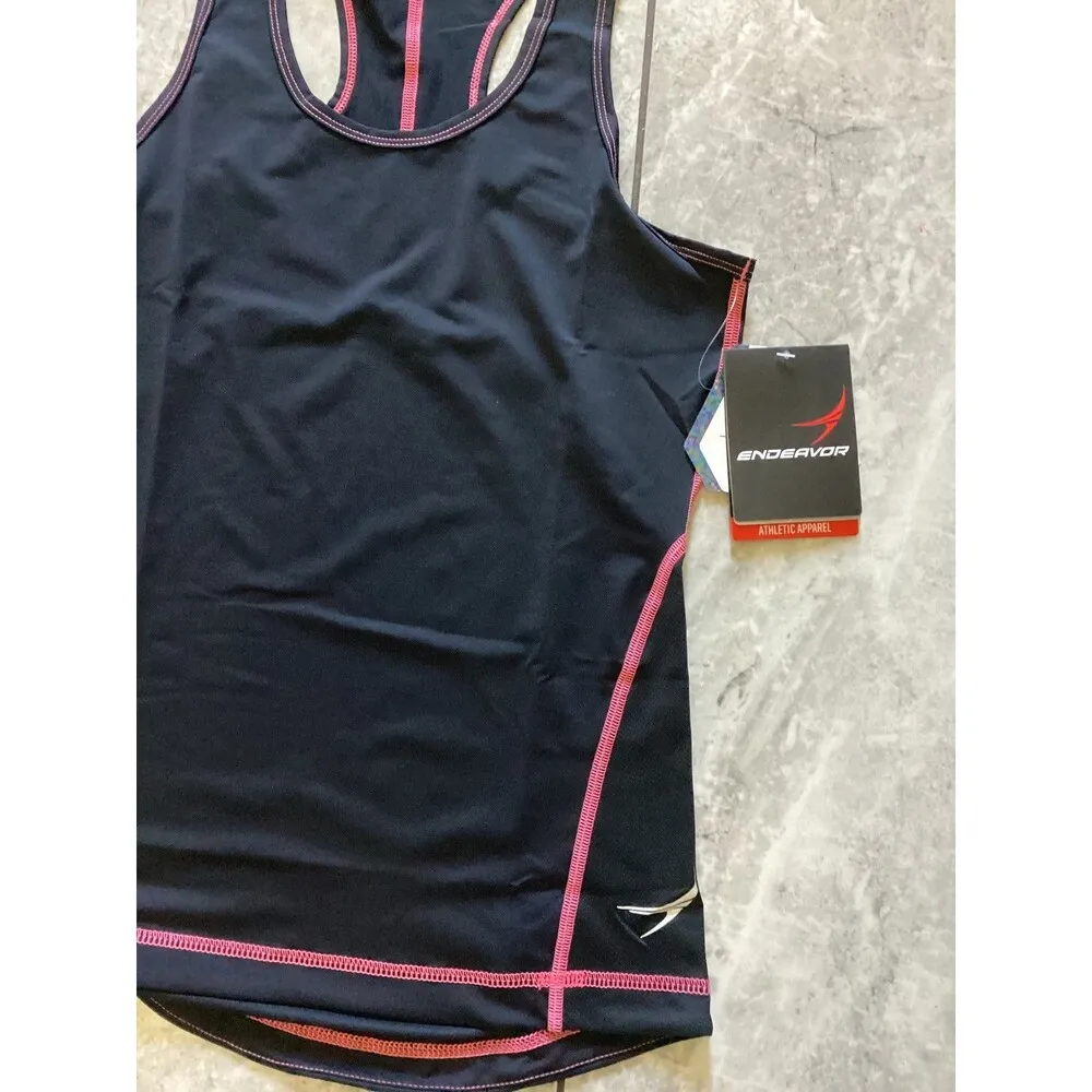 Endeavor Tank Top Womens XS Black Pink Racerback Athletic Gym Workout Shirt - Image 2