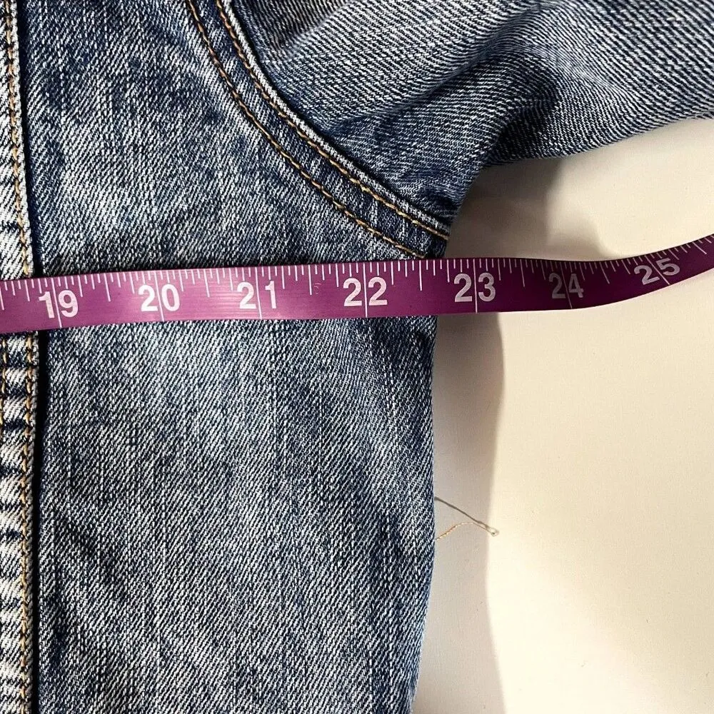 Charlotte Russe Refuge Medium Washed Blue Denim Jacket Size L EUC - Image 5