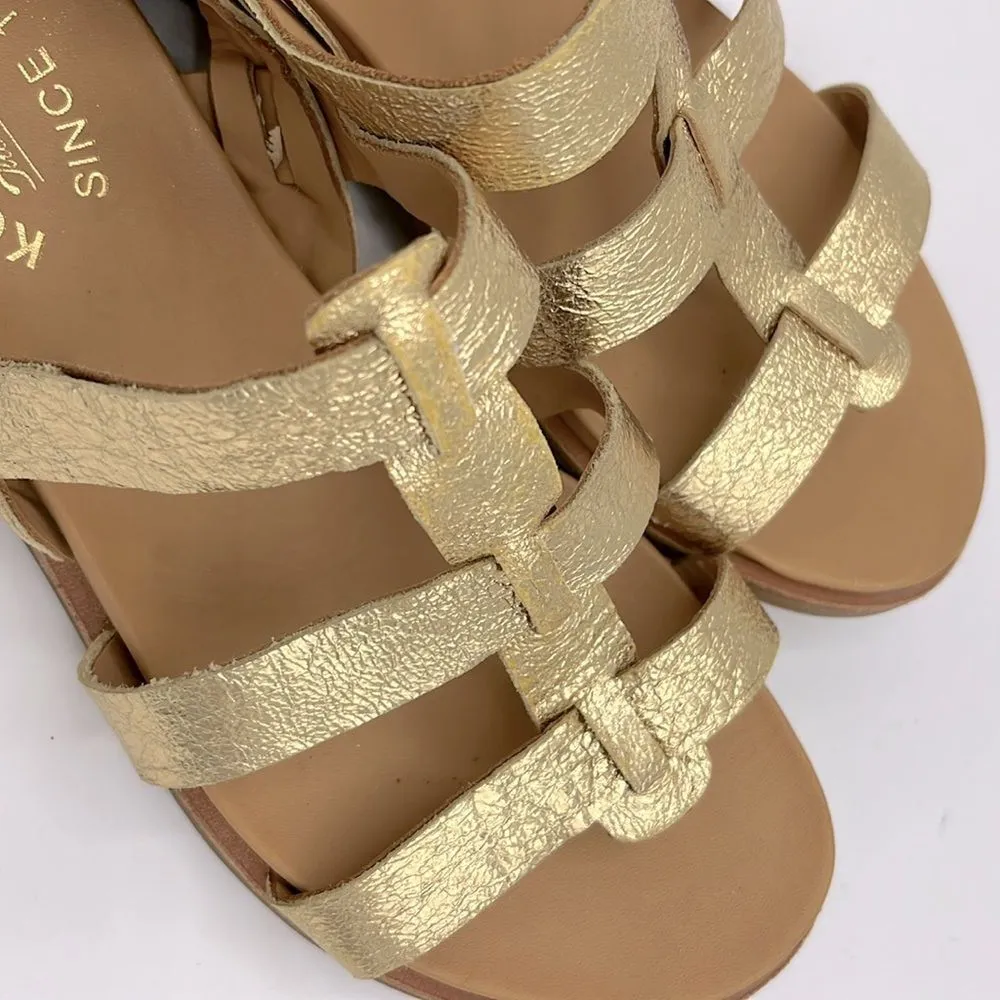 Kork-Ease women’s Yoga strappy leather gold gladiator sandal slip on size 8 - Image 5
