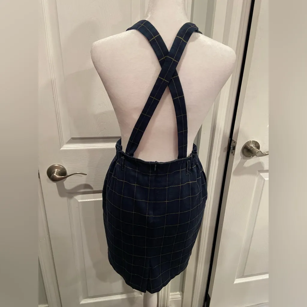 Miss Patina Size S Blue Scotch Plaid Flannel Mini Skirt Adjustable Suspenders - Image 2