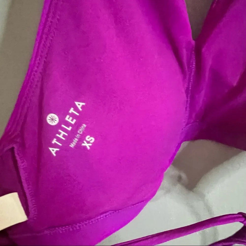 Athleta purple keyhole lace up back high neck halter bikini top! - Image 6