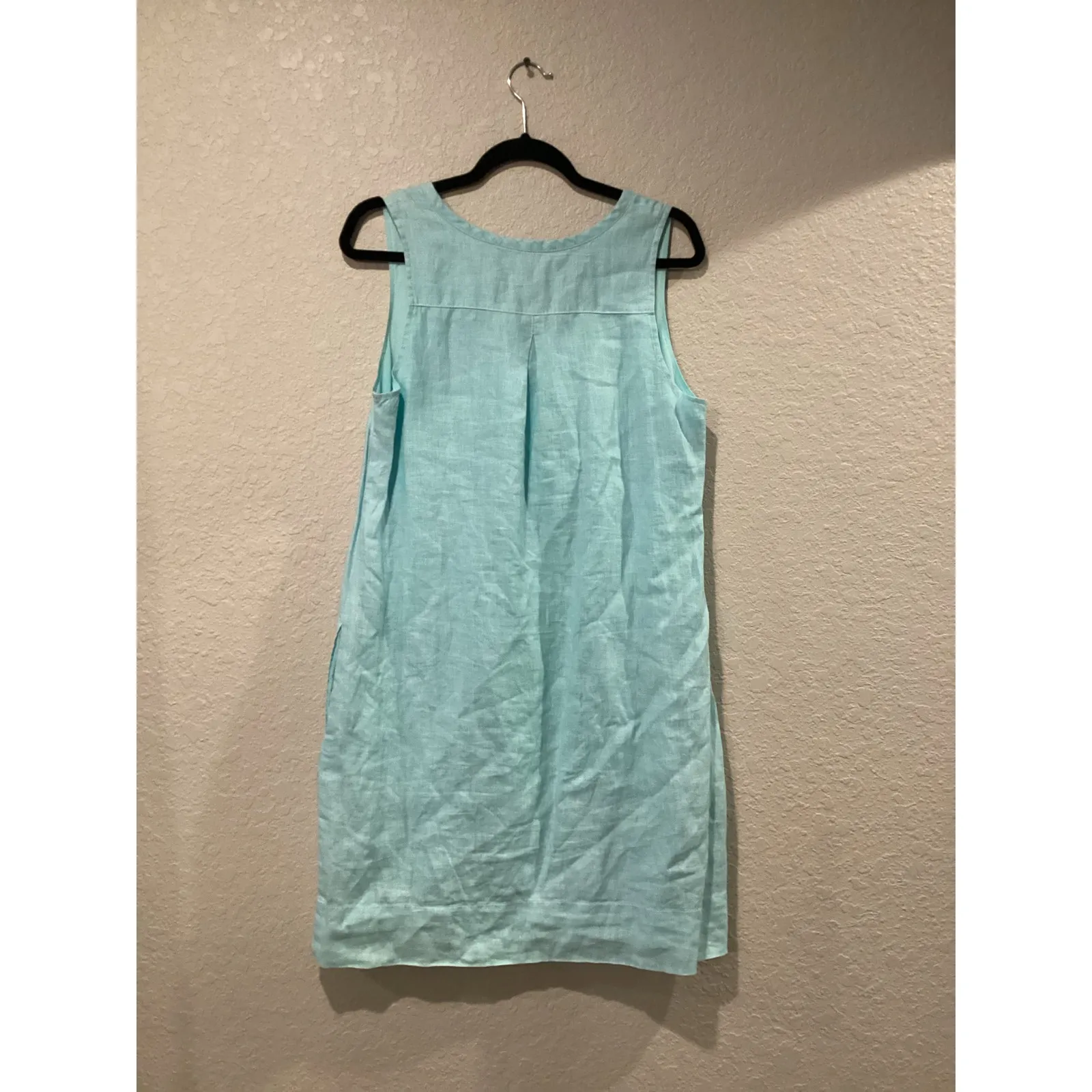 Tommy Bahama Sea Glass blue Linen sleeveless Shift mini Dress M - Image 3
