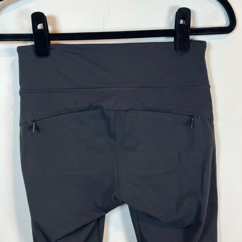 Athleta Womens Mid Rise Flat Iron Tux Leggings Black Moto Zip Pockets Stretch XS - Image 7