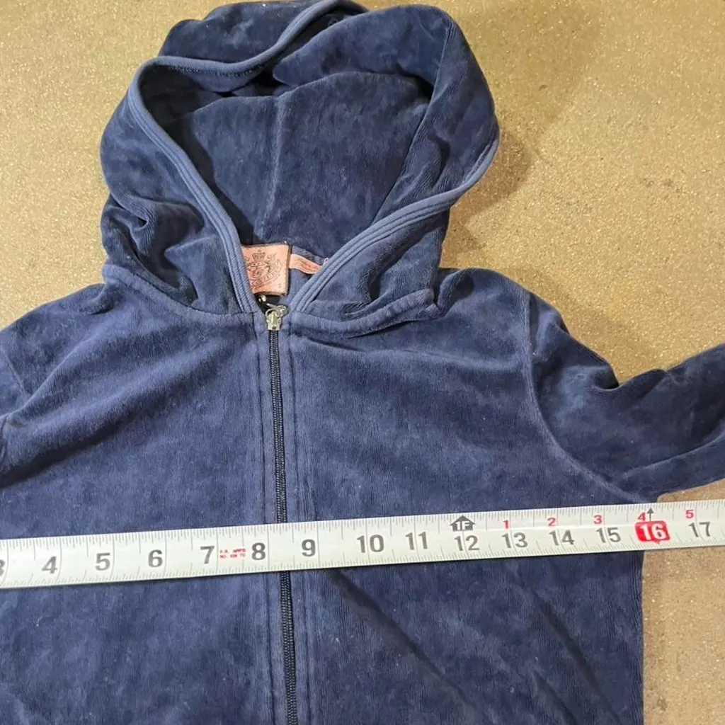 Vintage Juicy Couture tracksuit top Blue Navy hoodie zip up jacket blue S RARE - Image 7