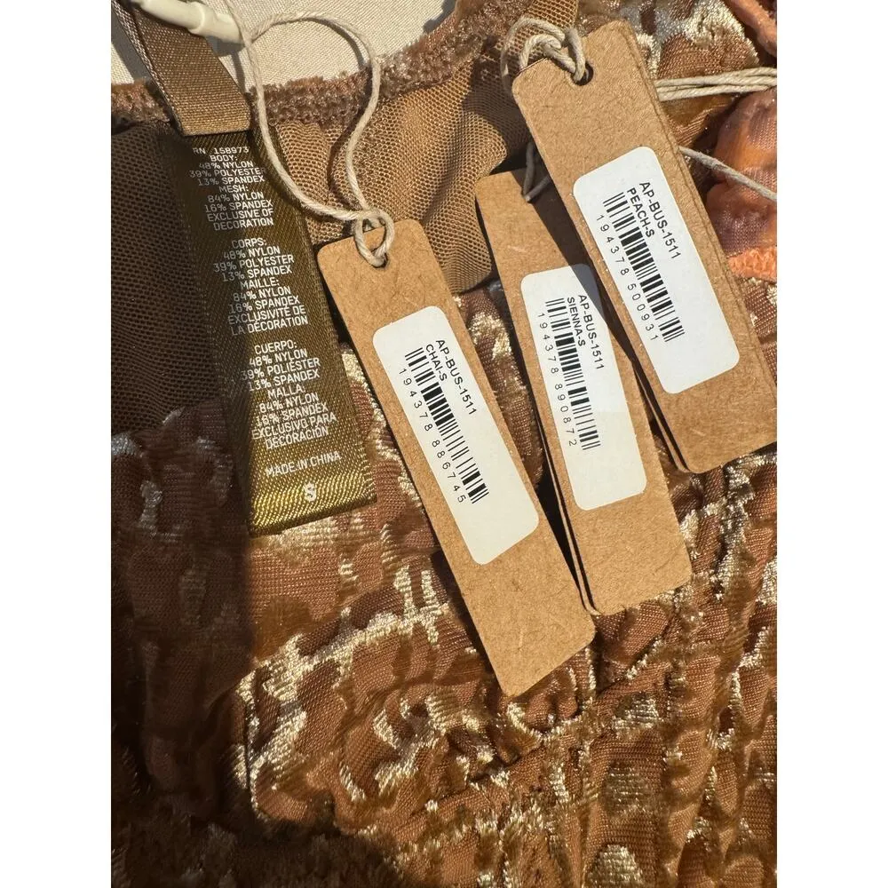 Bundle of 3 SKIMS Size Small Logo Velvet Corset Crop Top Chai Sienna Peach tops - Image 3