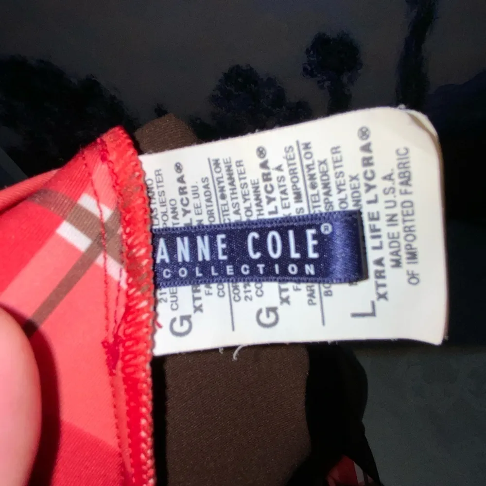 Anne Cole Brown Retro Swim Skirt Orange & White Criss Cross Tie Waistband Large - Image 6