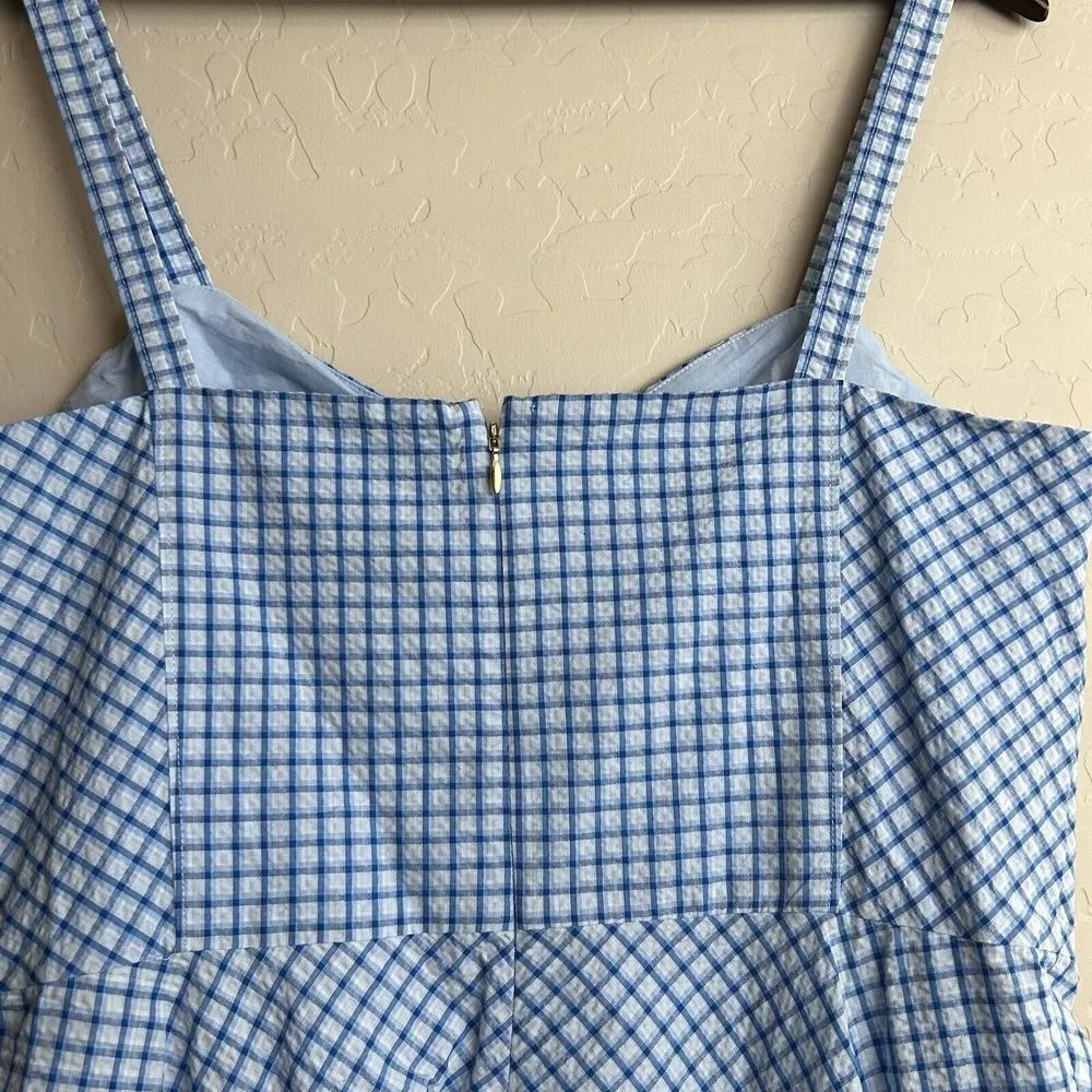 DRAPER JAMES Dress Womens Size 12 Seer Sucker Blue White Gingham Bow Front NWT - Image 10